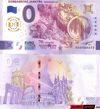 Slovensko - 0 euro souvenir - Gombasecká jaskyňa - anniversary