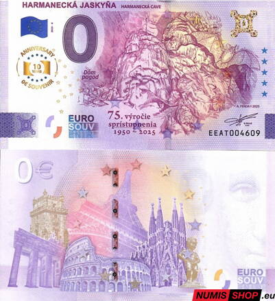 Slovensko - 0 euro souvenir - Harmanecká jaskyňa 2025 - anniversary