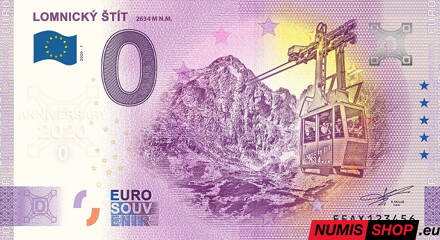 Slovensko - 0 euro souvenir - Lomnický štít 2020 - anniversary