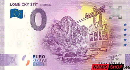 Slovensko - 0 euro souvenir - Lomnický štít 2020 - nový dizajn