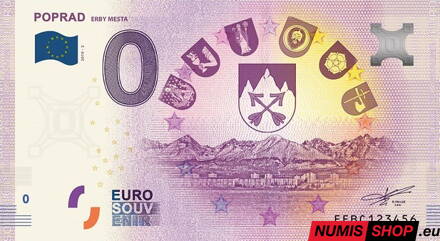 Slovensko - 0 euro souvenir - Poprad - Erby mesta