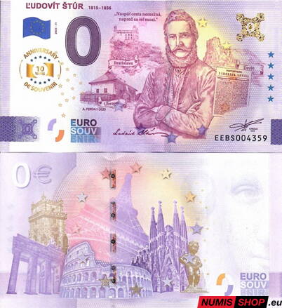 Slovensko - 0 euro souvenir - Ľudovít Štúr - anniversary