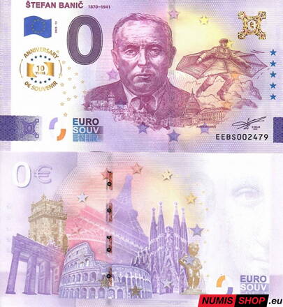 Slovensko - 0 euro souvenir - Štefan Banič - anniversary