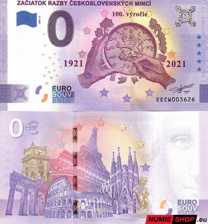Slovensko - 0 euro souvenir - Začiatok razby československých mincí