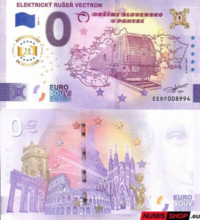 Slovensko - 0 euro souvenir - Elektrický rušeň Vectron - anniversary