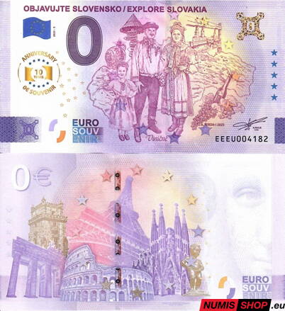 Slovensko - 0 euro souvenir - Objavujte Slovensko / Explore Slovakia - Viničné - anniversary