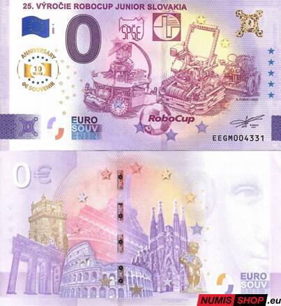 Slovensko - 0 euro souvenir - Robocup Junior Slovakia - anniversary