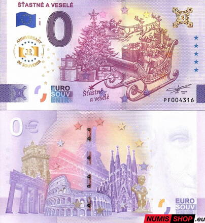 Slovensko - 0 euro souvenir - Šťastné a veselé - anniversary