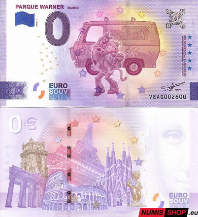 Španielsko - 0 euro souvenir - Parque Warner - Madrid - Scooby Doo