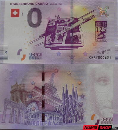 Švajčiarsko - 0 euro souvenir - Stanserhorn Cabrio - world´s first