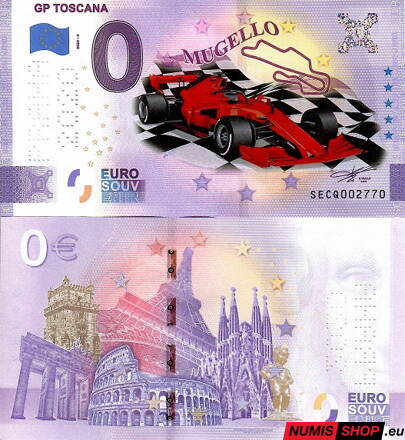 Taliansko - 0 euro souvenir - GP Toscana - Mugello - perforácia Praha 2020 - COLOR