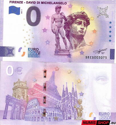 Taliansko - 0 euro souvenir - Firenze - David di Michelangelo