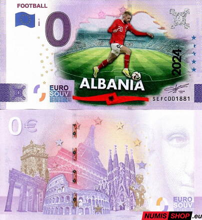 Taliansko - 0 euro souvenir - Football - Albania - COLOR
