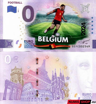 Taliansko - 0 euro souvenir - Football - Belgium - COLOR