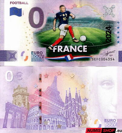 Taliansko - 0 euro souvenir - Football - France - COLOR