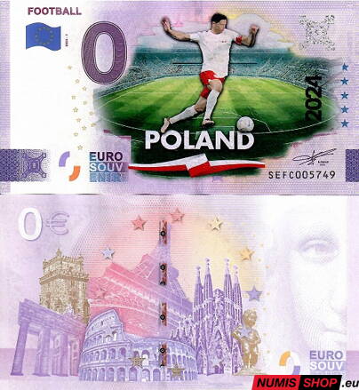 Taliansko - 0 euro souvenir - Football - Poland - COLOR