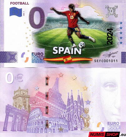 Taliansko - 0 euro souvenir - Football - Spain - COLOR