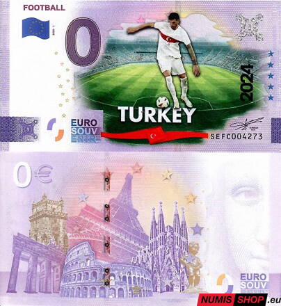 Taliansko - 0 euro souvenir - Football - Turkey - COLOR