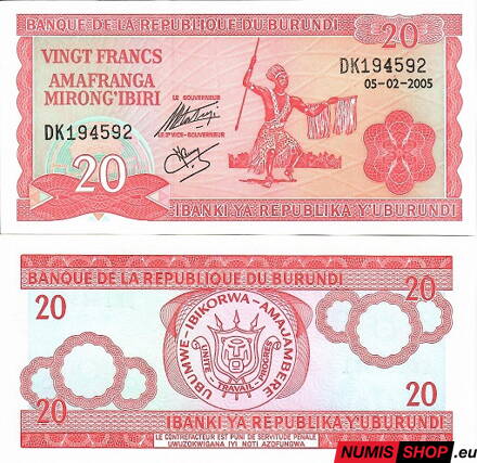Burundi - 20 francs - 2005 - UNC