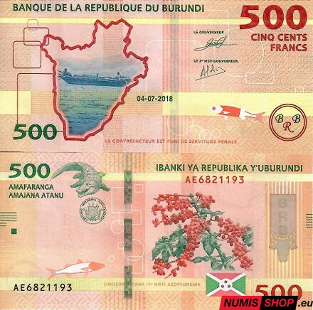 Burundi - 500 francs - 2018 - UNC