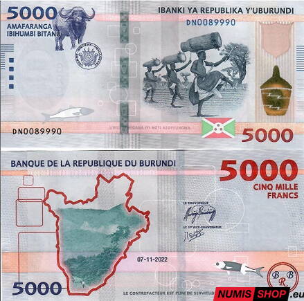 Burundi - 5000 francs - 2022 - UNC