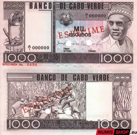 Kapverdy - 1000 escudos specimen - 1977 - UNC