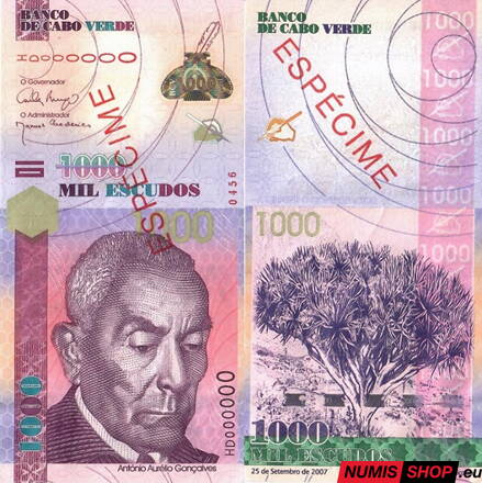Kapverdy - 1000 escudos specimen- 2007 - UNC
