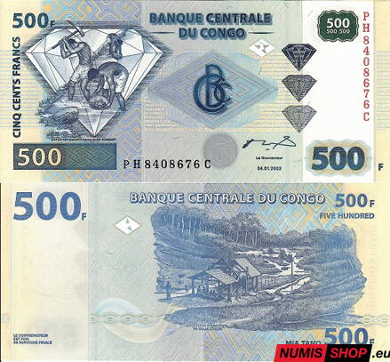 Kongo - 500 frankov - 2002 - UNC