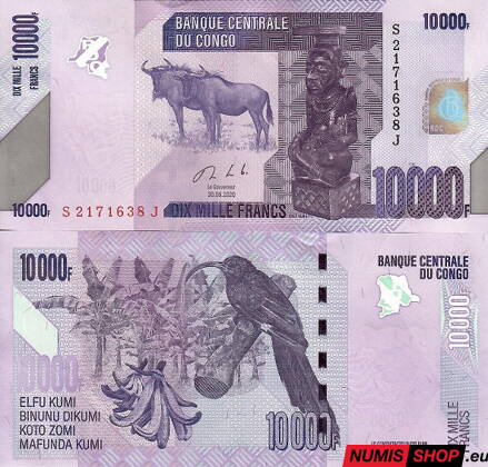 Kongo - 10000 frankov - 2020 - UNC