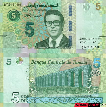 Tunisko - 5 dinars - 2022 - UNC