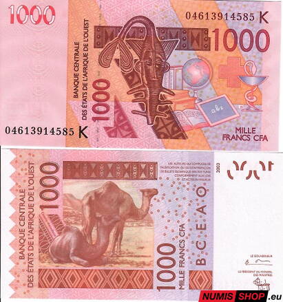 West African States - 1000 francs (K-Senegal) - 2003 - UNC