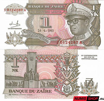 Zair - 1 new likuta - 1993 - UNC