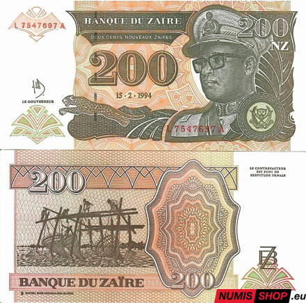 Zair - 200 nouveaux zaires - 1994 - UNC