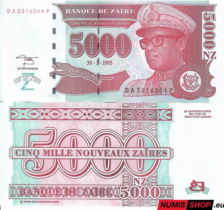 Zair - 5000 nouveaux zaires - 1995 - UNC