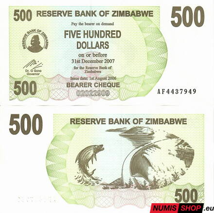 Zimbabwe - 500 dollars - 2006