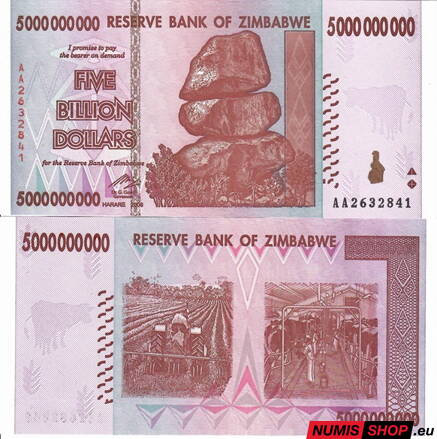 Zimbabwe - 5 billion dollars - 2008 - UNC