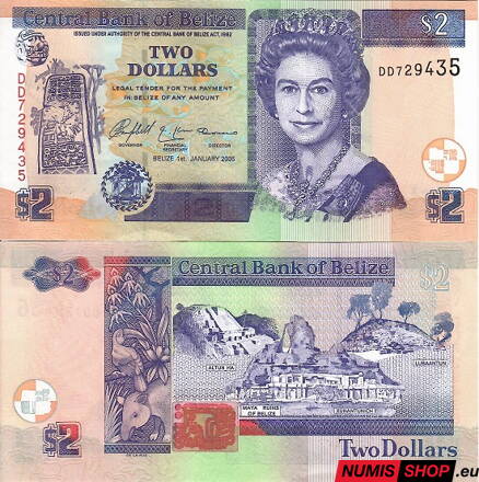 Belize - 2 dollars - 2005 - UNC