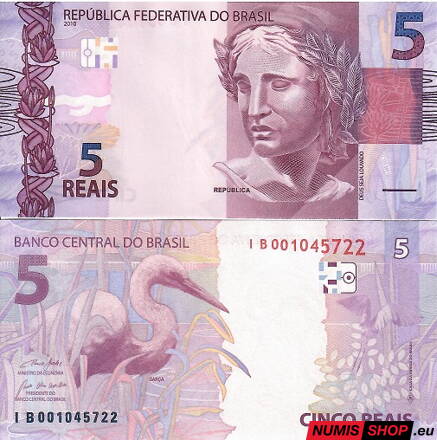 Brazília - 5 reais - 2010 - UNC
