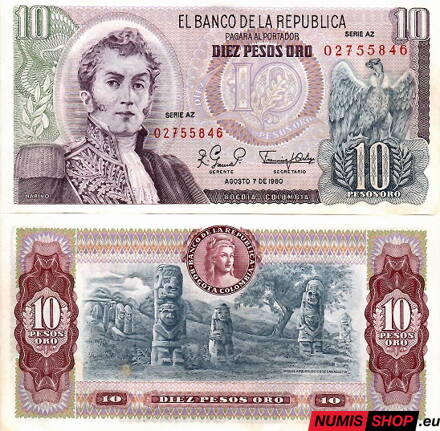 Kolumbia - 10 pesos - 1980 - UNC
