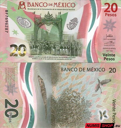 Mexiko - 20 pesos - 2021 - polymer - UNC