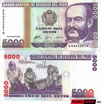 Peru - 5000 intis - 1988 - UNC