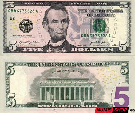 USA - 5 dollars - 2021 - B - UNC