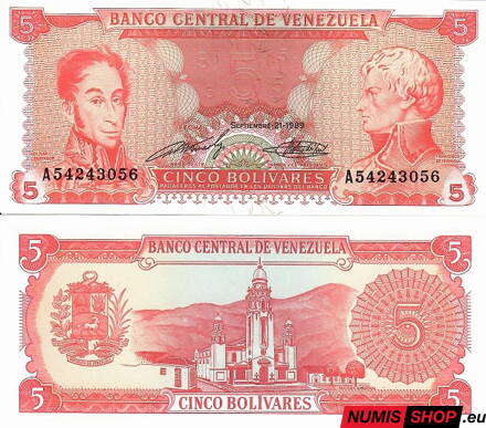Venezuela - 5 bolívares - 1989 - UNC