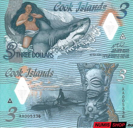 Cookove ostrovy - 3 dollars - 2021 - polymer - UNC