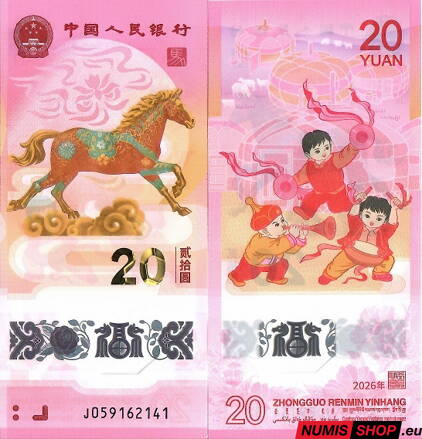 Čína - 20 juan - 2026 - commemorative - Year of the Horse - polymer - UNC
