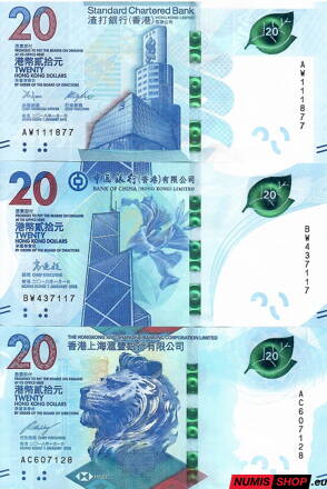 Hong Kong - 3 x 20 dollars - 2018 - UNC