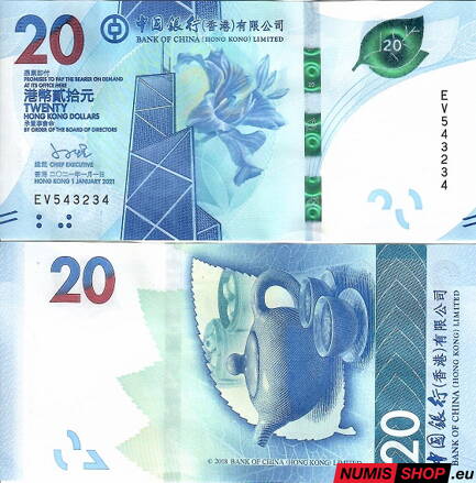 Hong Kong - 20 dollars - 2021 - Bank of China - UNC