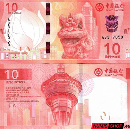 Macau - 10 patacas  2024 - Banco de China - UNC