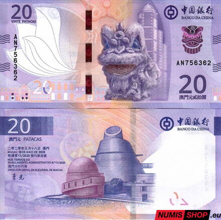 Macau - 20 patacas  2024 - Banco de China - UNC