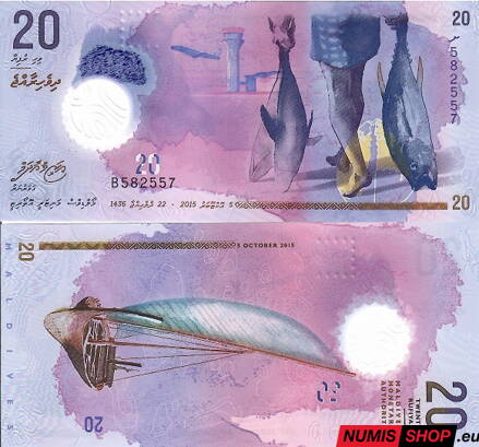 Maledivy - 20 rufyiaa - 2015 - UNC - polymer